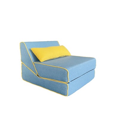 Lirago Three-in-One Folding Sofa Bed-Convertible Camping Sofa with Removable Pillow Blue Linen for Indoor/Outdoor Use 25.9"W * 37"D * 20.4"H