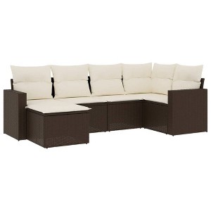 vidaXL Garden Sofa Set Brown PE Rattan 6-piece set Adjustable Feet - 1 of 4