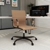 LeisureMod Harris Faux Leather Office Chair, Adjustable Height and Swivel Seat with Black Iron Frame, Modern Conference Seating for Home or Office - 2 of 4