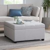 VYNXARIA Ottomans and Benches - 35"x35"x18.5" Gray Storage Ottoman with Tufted Waffle Stitching - 2 of 4