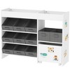 Qaba Toy Storage Organizer with 6 Shelves and 11 Fabric Bins, Moveable Cabinet and 3 Stickers, Toy Organizer for Nursery, Playroom, Bedroom, White - 4 of 4