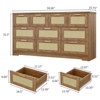 10 Drawer Dresser for Bedroom, 59'' Rattan Dresser TV Stand for 55, 65, 70 TVs, Boho Chest of Drawers with Large Tabletop & Gold Handles - 2 of 4