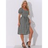 Allegra K Women's Smocked Gingham Square Neck Short Sleeve Casual Plaid Dress - 4 of 4