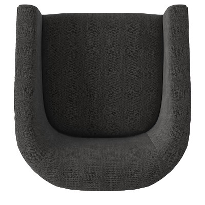 Donovan Charcoal Wood and Faux Leather Swivel Barrel Chair