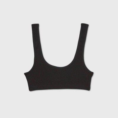 Women's Scoop Neck Ribbed Bralette - Colsie™ Black S – Target