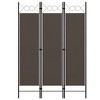 vidaXL 3-Panel Room Divider Gray- Freestanding Iron Frame Polyester Screen Partition with Top Circle Design for Privacy - 2 of 4