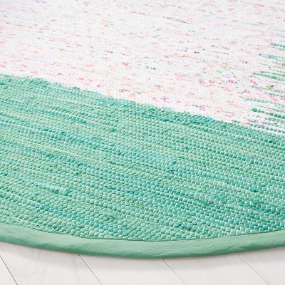 Ivory and Sea Green Round Cotton Area Rug