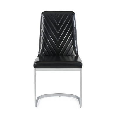 HomeRoots Set of Two Black and Silver Upholstered Dining Side Chairs