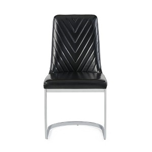 HomeRoots Set of Two Black and Silver Upholstered Dining Side Chairs - 1 of 4