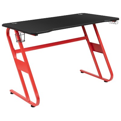 Red and Black Gaming Desk with Reclining Chair Set