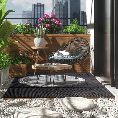 Deck Tiles, Patio Flooring, 12"x12" Square Composite Decking Tiles, Outdoor Flooring Tile, Repositionable Patio Tiles
