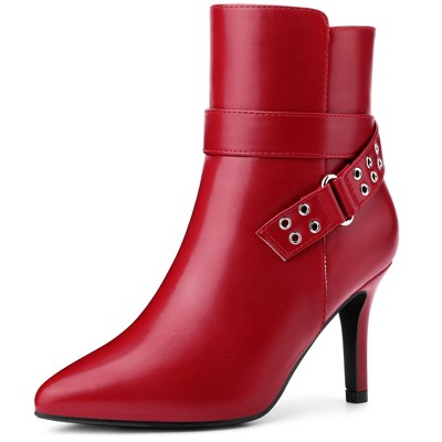 BLISSFUL STEP Pointed Toe with Buckle Dressy Stiletto Heel Ankle Boots for Women