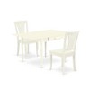 East West Furniture 3 Pc Kitchen Table set - Robust Two 9-Inch Drop Down Leaves Solid Wood Dinette Table & 2 Wooden Seat Dining Chairs,  White - 2 of 4