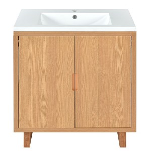 30" Bathroom Vanity Set with Sink, Combo Bathroom Storage Cabinet, Natural-ModernLuxe - 1 of 4