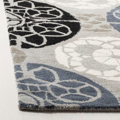 Grey and Black Hand-Tufted Wool 4' x 6' Area Rug