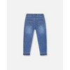 Deux par Deux Girl Jeans Blue Denim with Frayed Hems and Floral Embroideries - 4 of 4