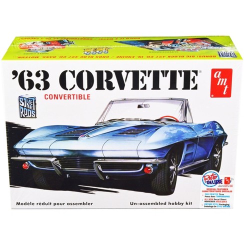 Skill 2 Model Kit 1963 Chevrolet Corvette Convertible 3-in-1 Kit 1/25 Scale  Model by AMT