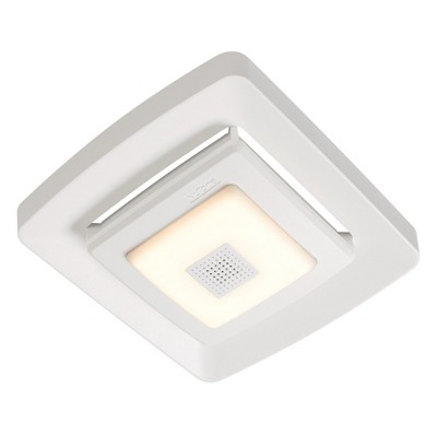 Broan-NuTone 50 Watt Sensonic Nested Quick Install Small Bathroom Exhaust Box Fan Bluetooth Speaker Grille Cover with LED Light, White