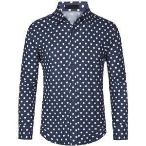 Lars Amadeus Men's Business Long Sleeves Polka Dots Pattern Shirt - 1 of 4