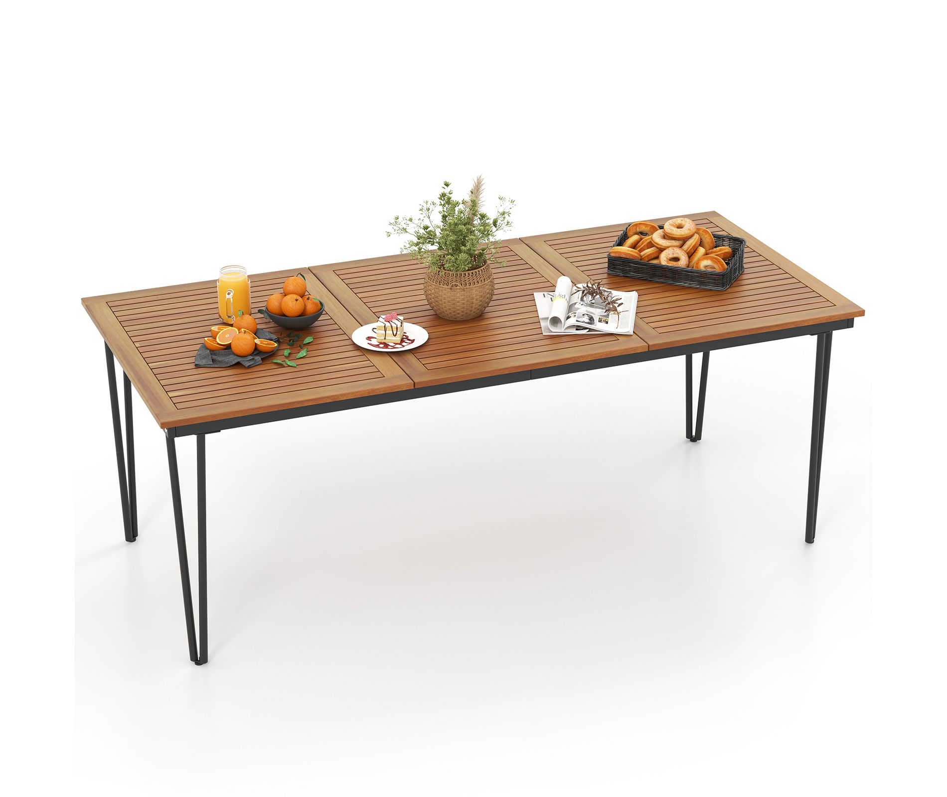 Costway 79" Outdoor Dining Table 8-Person Patio Table with 1.9" Umbrella Hole