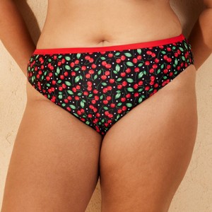 Women's Mid-Rise High Leg Cheeky Bikini Bottom - Wild Fable™ Cherry Print - 1 of 3