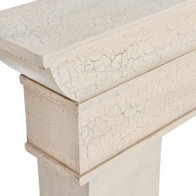 Cream Distressed Fir Wood Wall Mount Fireplace Mantel