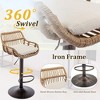 QingMoon 360° Swivel Rattan Barstools, Adjustable Counter Height Bar Chairs Set of 2 with Low Back and Footrest for Dining Room, Bar - 3 of 4