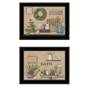 "Bath Time" 2-Piece Vignette By Pam Britton, Ready to Hang Framed Print, Black Frame - 1 of 1
