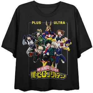 My Hero Academia Anime Characters Group Women's Black Crop Top- - 1 of 3