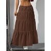 Women's Boho Maxi Skirt - Ruffle Hem A-Line with Elastic Waist & Tiered Layers Brown - 4 of 4