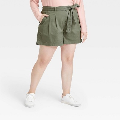 Plus size olive sales green shorts