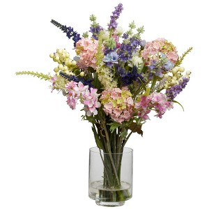 Nearly Natural Lavender & Hydrangea Silk Flower Arrangement - 1 of 2