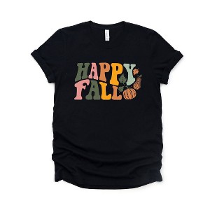 Simply Sage Market Women's Happy Fall Wavy Pumpkins Short Sleeve Graphic Tee - 1 of 2