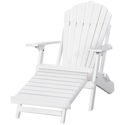White Fir Wood Folding Adirondack Chair with Ottoman
