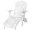 Outsunny Folding Adirondack Chair with Pull Out Ottoman, Outdoor Fir Wood Fire Pit Chair with Footrest, Porch Fanback Lounge for Patio, Garden, White - 4 of 4