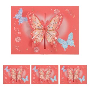 Unique Bargains Greeting Cards Butterfly Pattern for All Occasion 4 Pcs - 1 of 4