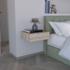 TIRAMISUBEST Light Gray Floating Nightstand with Drawer, Pine Wood Modern Shelf for Coastal Bedrooms - 3 of 4