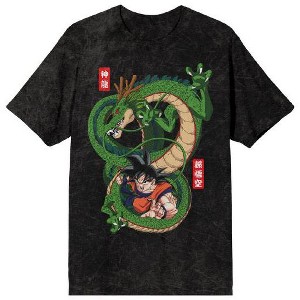 Dragon Ball Goku & Shenron Men's Black Mineral Wash Oversized Crew Neck Short Sleeve T-shirt - 1 of 1