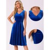 Allegra K Women's Sleeveless Velvet Elegant V Neck A Line Flowy Cocktail Party Midi Dress - 2 of 4