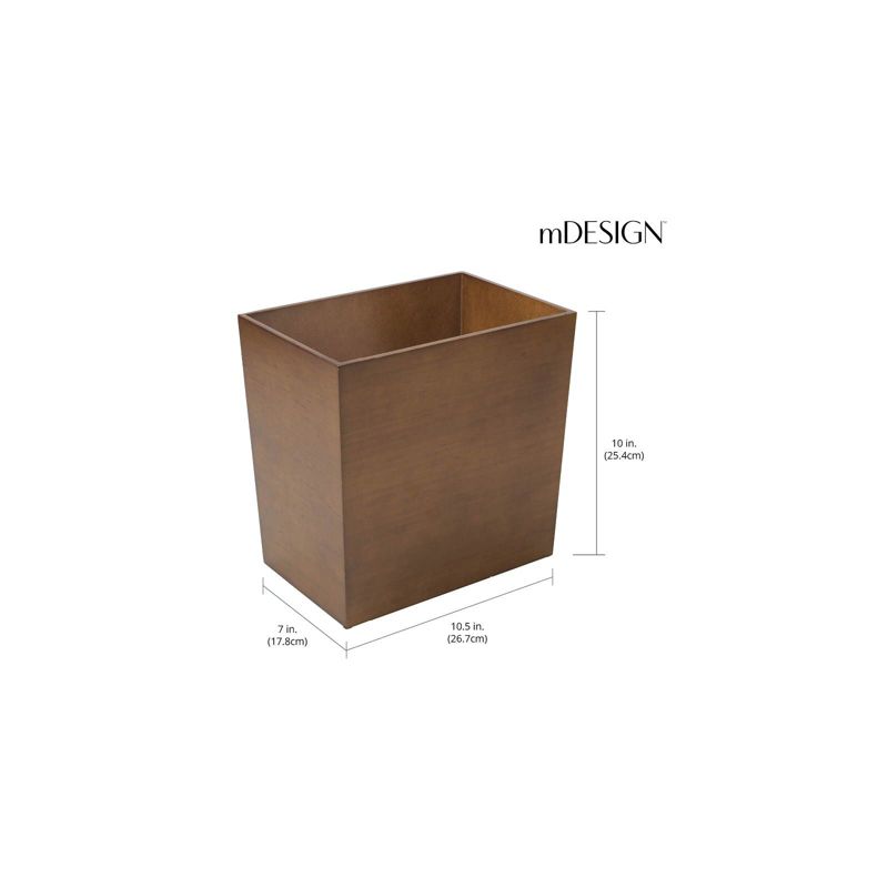 mDesign Slim Rectangle Trash Can Wastebasket, Small Garbage Container Bin, 2 of 4