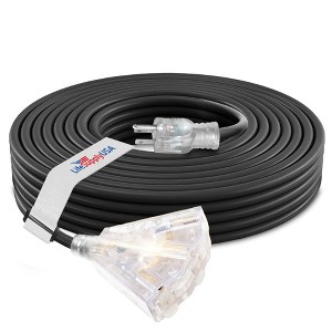 LifeSupplyUSA 12 Gauge 3-Outlet Power Extension Cord Outdoor & Indoor Waterproof Cable SJTW 12/3 ETL Listed - 1 of 4