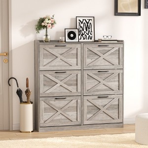 Shoe Storage Cabinet with 6 Flip Drawers - 1 of 4