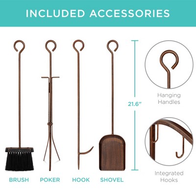 5-Piece Copper Wrought Iron Firewood Log Rack Holder Set