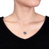EVERLY JEWELRY  |   Sterling Silver 0.02 CT Diamond TW & 1 1/8 CT TGW Created Blue Sapphire Heart Pendant With Chain - 4 of 4