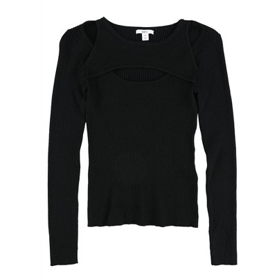 bar III Womens Cutout Ribbed Pullover Sweater