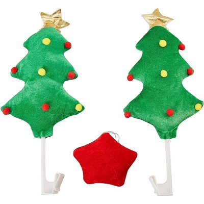 Juvale 3 Piece Christmas Tree Car Decoration Kit, Plush Green Pine Tree Red Star Holiday Festive White Elephant Gift