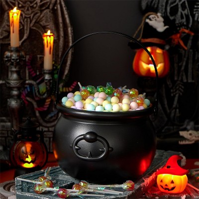 Joyfy 7.5'' Halloween Large Black Witch Cauldron, Halloween Witch Candy Pot, Candy Cauldron Holder, Halloween Party Favor Decoration