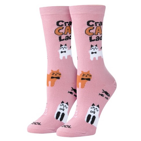 Cool Socks, Crazy Cat Lady, Funny Novelty Socks, Medium