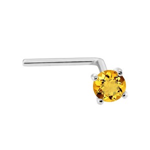 Jewelry Avalanche 22G 14K Gold L-shape Nose Stud with Citrine Gemstone - 1 of 2