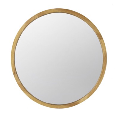SEVOBAL Bathroom Vanity Mirrors Shatter Proof Round Wooden Wall Mirror Farmhouse Style Flexible Installation Durable Reliable, Brown, 27.6"*2"*27.6"